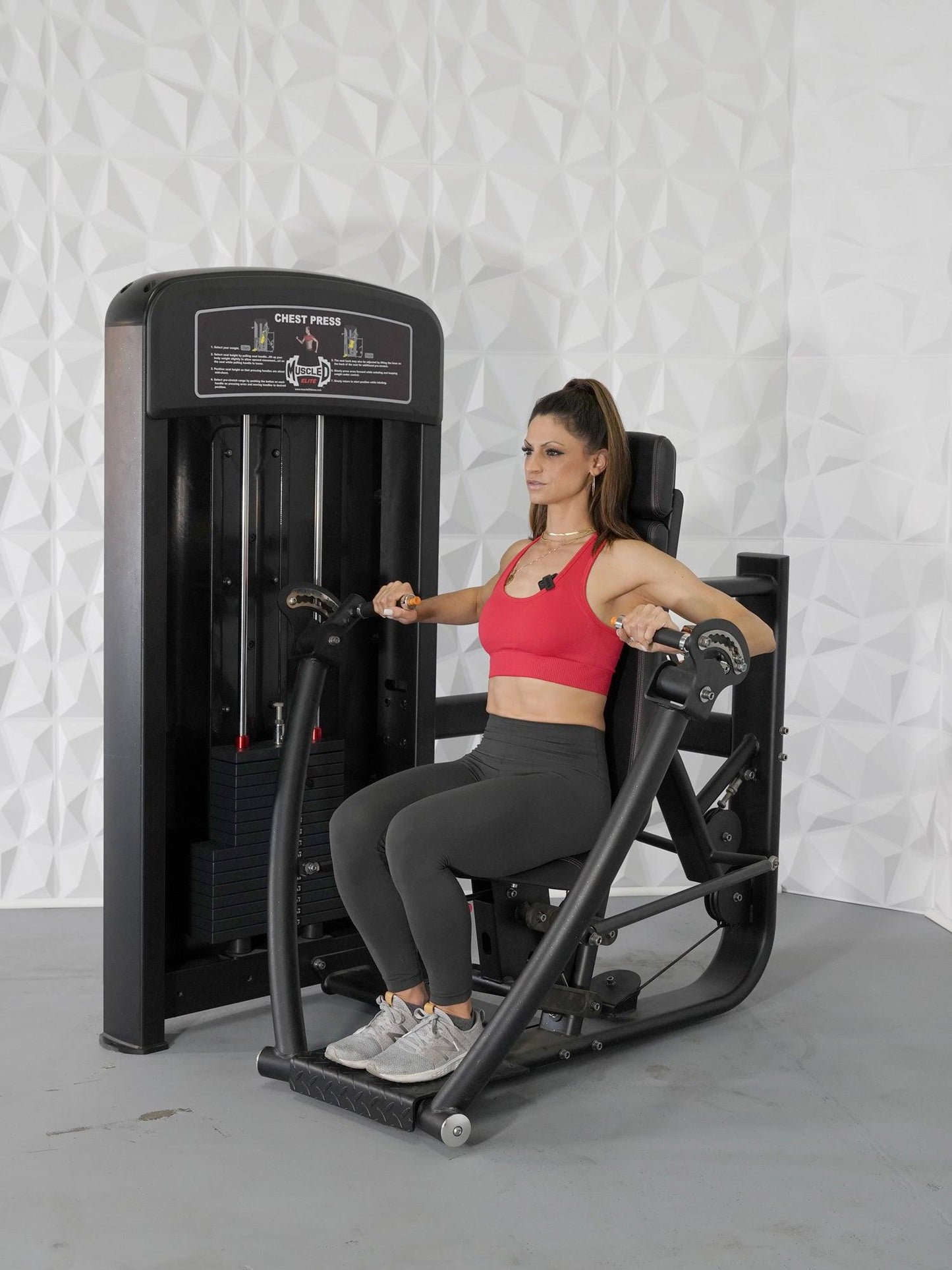 Elite Selectorized Chest Press - Muscle D Fitness - Commercial Grade - Adjustable Seat - Pin Selectorized - Grit Grind Strength