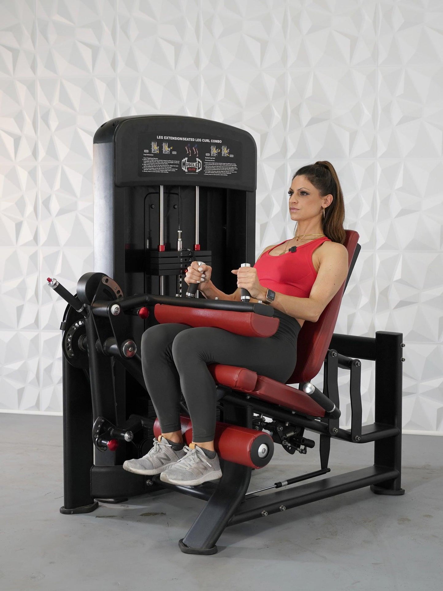 Elite Selectorized Leg Extension Seated Leg Curl Combo - Muscle D Fitness - Commercial Grade - Adjustable Seated - Pin Selectorized - Grit Grind Strength