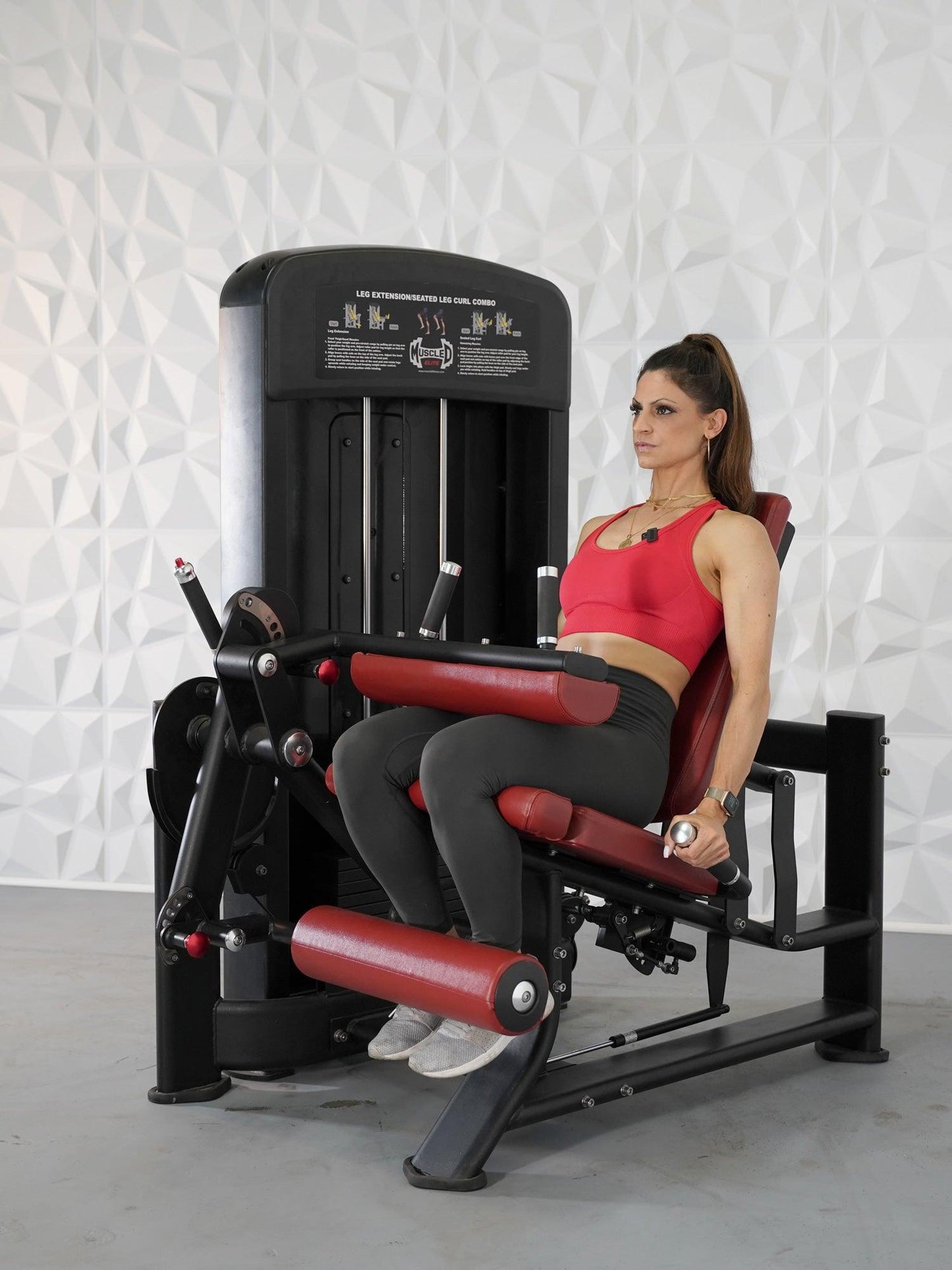 Elite Selectorized Leg Extension Seated Leg Curl Combo - Muscle D Fitness - Commercial Grade - Adjustable Seated - Pin Selectorized - Grit Grind Strength
