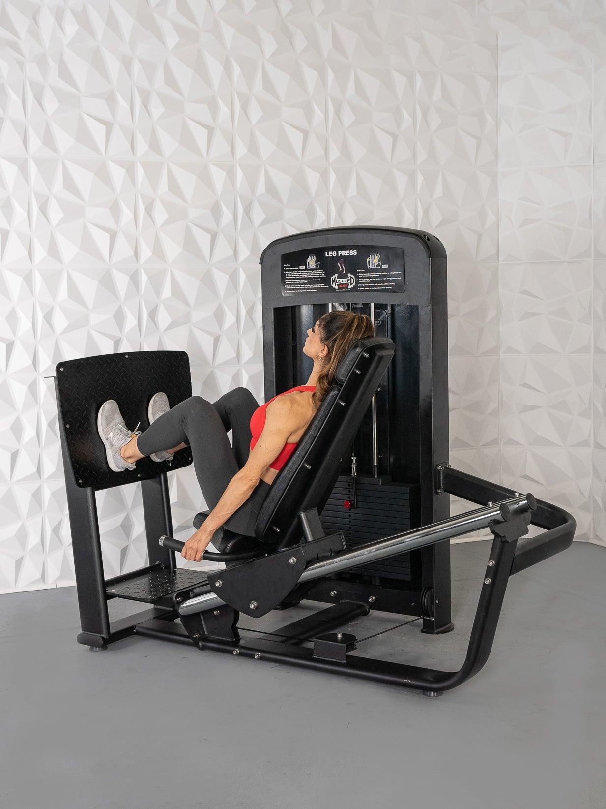 Elite Selectorized Leg Press - Muscle D Fitness - Commercial - Adjustable Seat - Pin Selectorized - Quads Glutes Workout - Grit Grind Strength