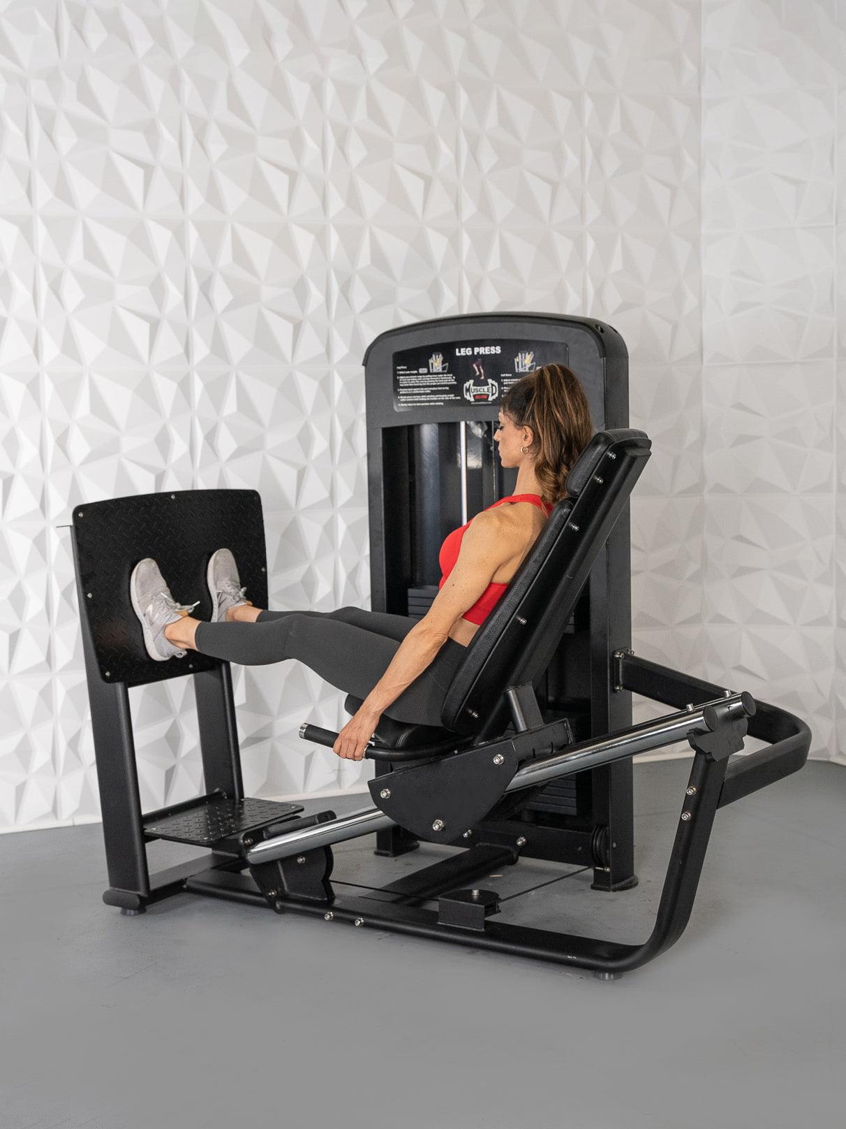 Elite Selectorized Leg Press - Muscle D Fitness - Commercial - Adjustable Seat - Pin Selectorized - Quads Glutes Workout - Grit Grind Strength