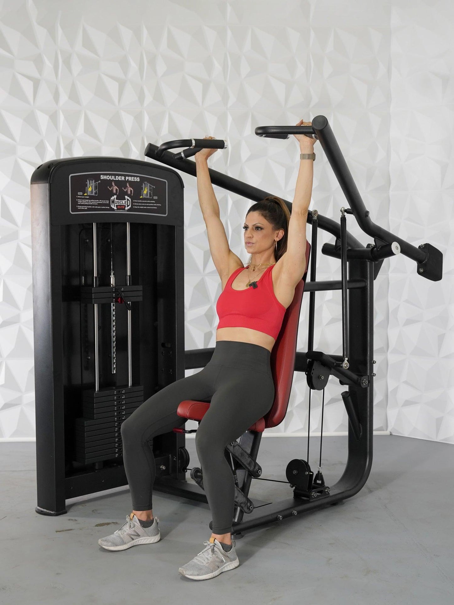 Elite Selectorized Shoulder Press - Muscle D Fitness - Commercial Adjustable Seated Pin Selectorized Shoulder Press Traps Shoulder Workout - Grit Grind Strength