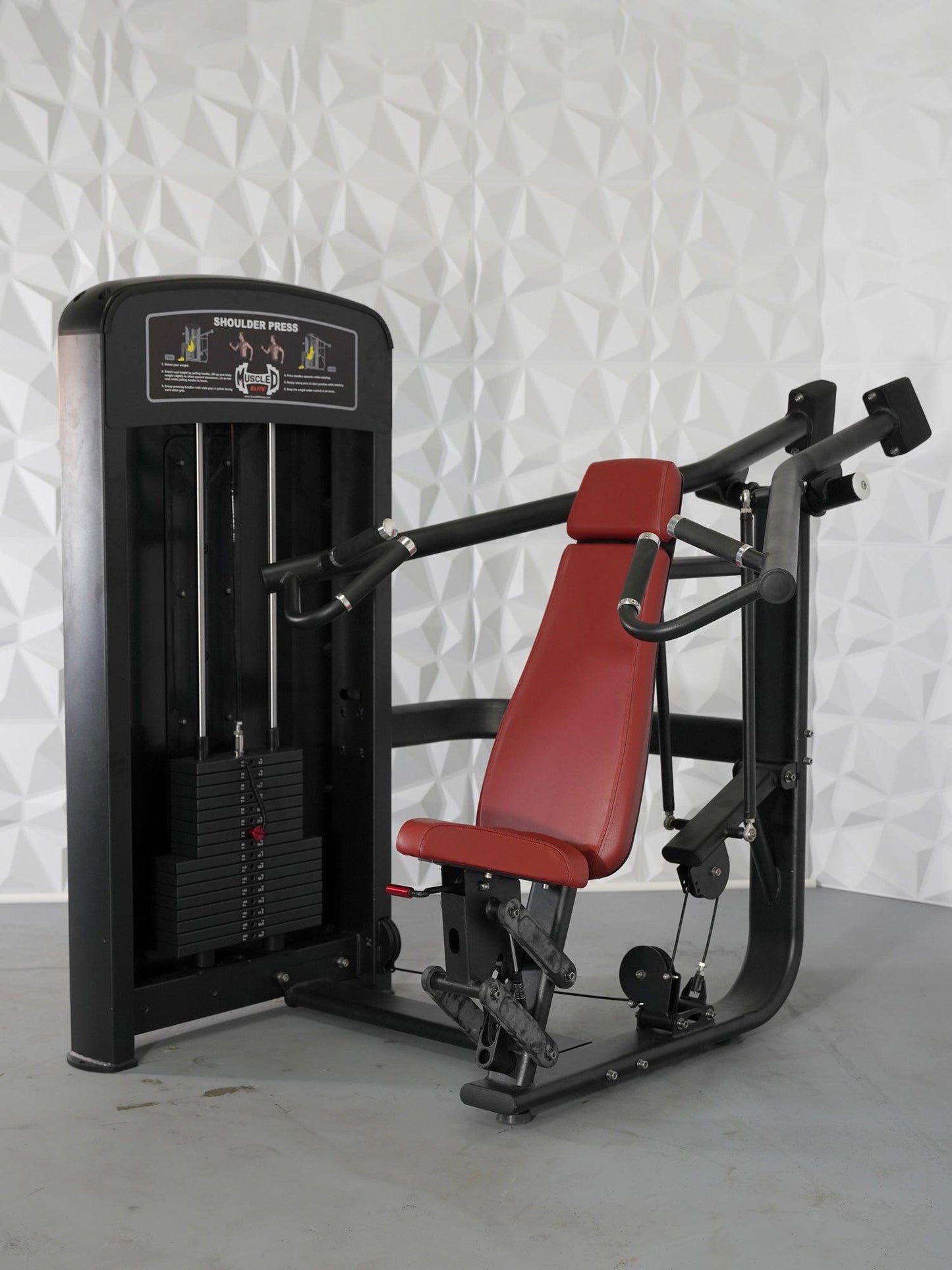 Elite Selectorized Shoulder Press - Muscle D Fitness - Commercial Adjustable Seated Pin Selectorized Shoulder Press Traps Shoulder Workout - Grit Grind Strength