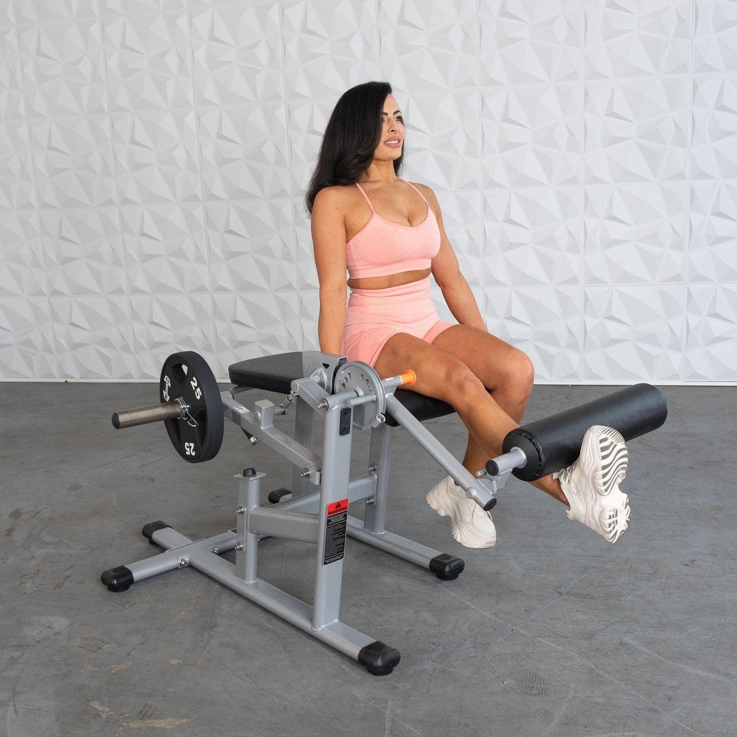 Excel Base Leg Extension / Leg Curl Combo - Muscle D Fitness - Plate Loaded - Silver, Black - Grit Grind Strength