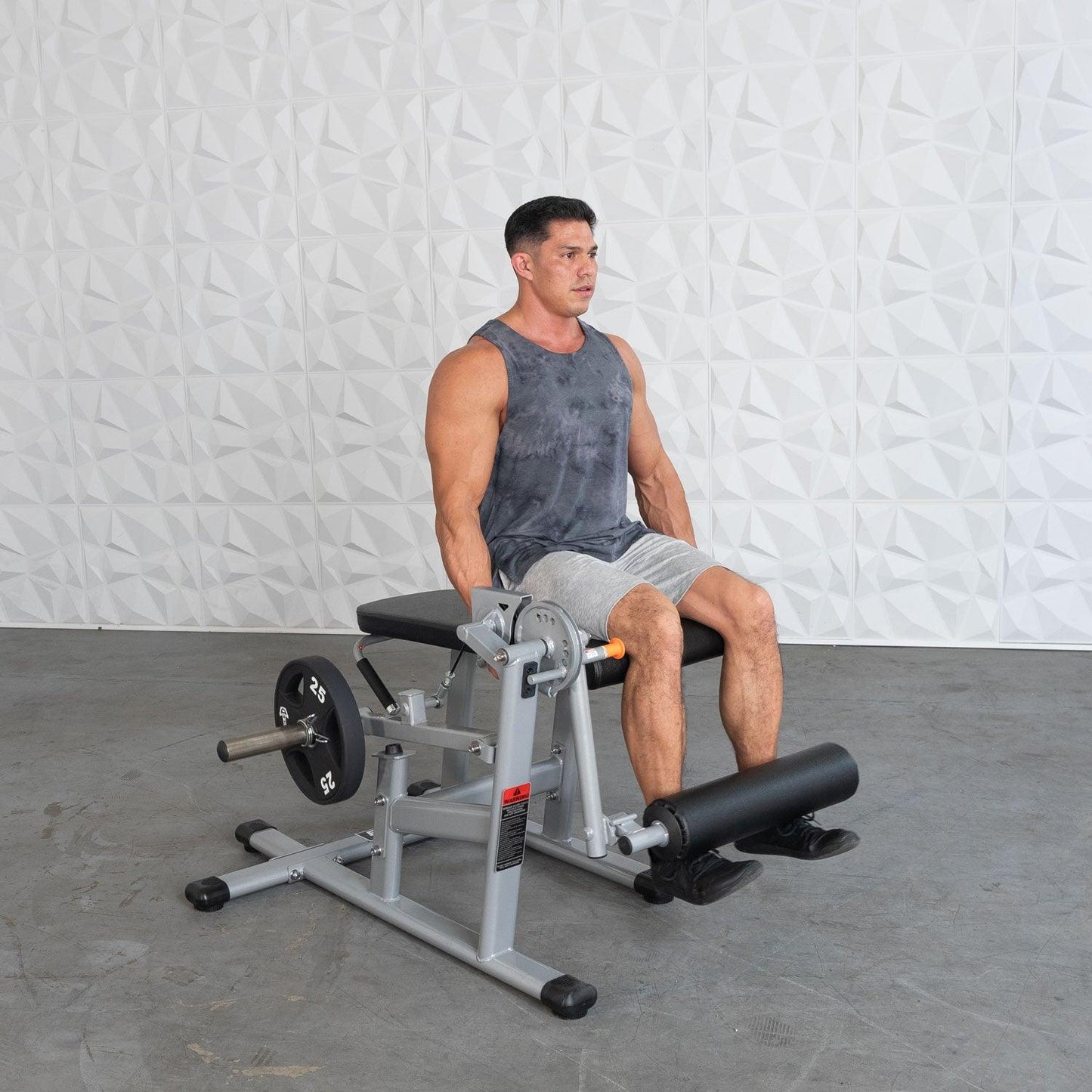 Excel Base Leg Extension / Leg Curl Combo - Muscle D Fitness - Plate Loaded - Silver, Black - Grit Grind Strength