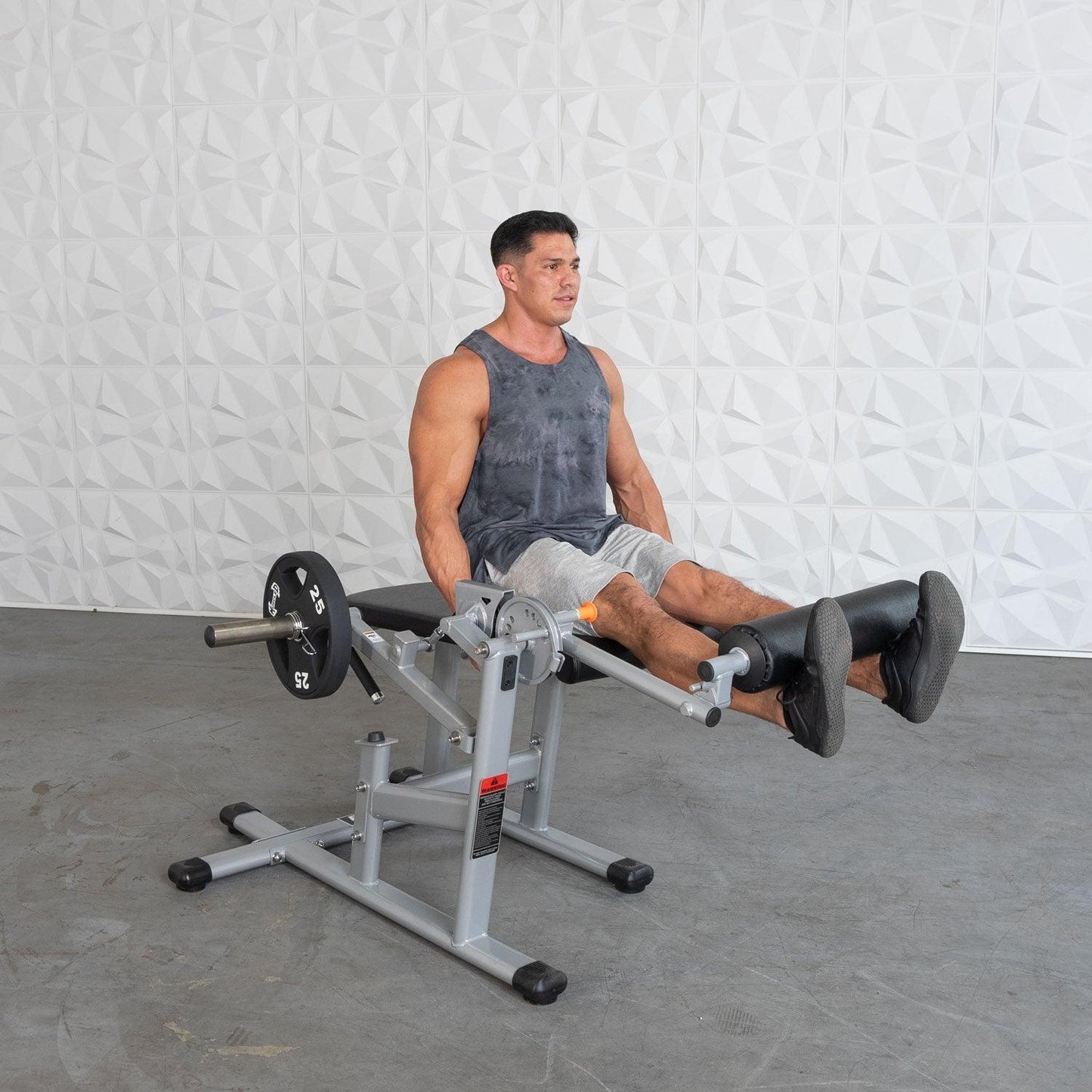 Excel Base Leg Extension / Leg Curl Combo - Muscle D Fitness - Plate Loaded - Silver, Black - Grit Grind Strength