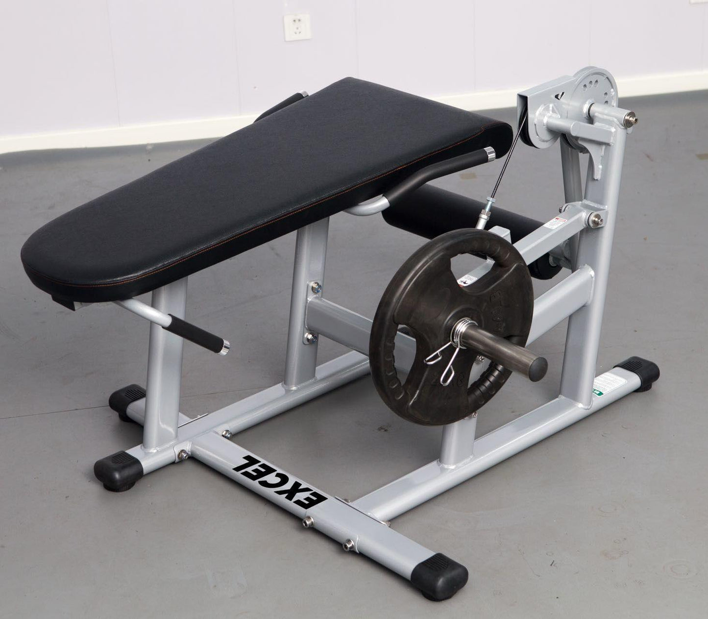 Excel Base Leg Extension / Leg Curl Combo - Muscle D Fitness - Plate Loaded - Silver, Black - Grit Grind Strength