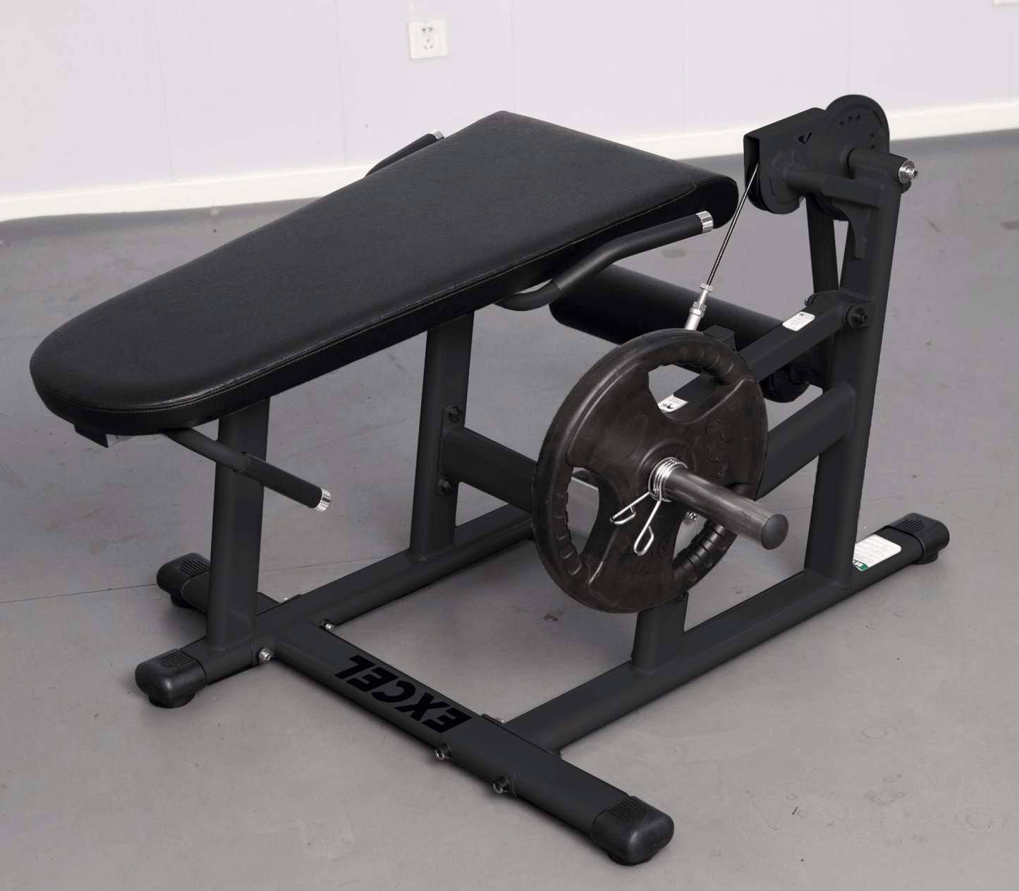 Excel Base Leg Extension / Leg Curl Combo - Muscle D Fitness - Plate Loaded - Silver, Black - Grit Grind Strength