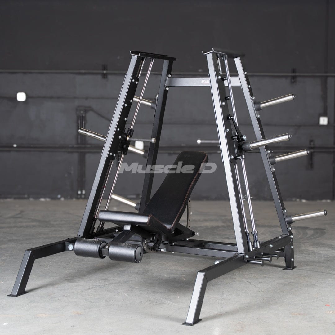 Excel Convergent Bench / Incline / Decline Press Combo - Muscle D Fitness - Plate Load Chest Press - Band Compatible - Grit Grind Strength
