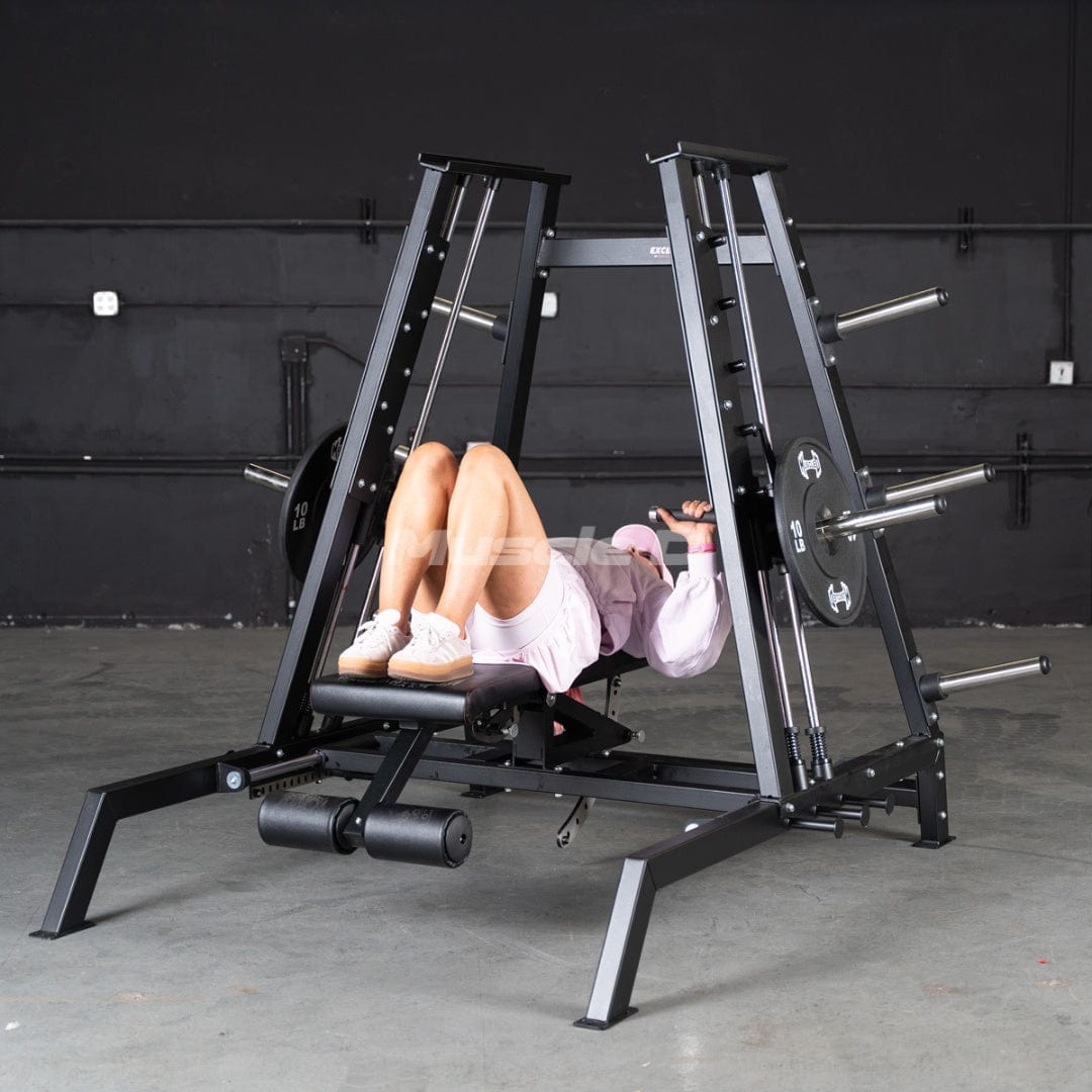 Excel Convergent Bench / Incline / Decline Press Combo - Muscle D Fitness - Plate Load Chest Press - Band Compatible - Grit Grind Strength