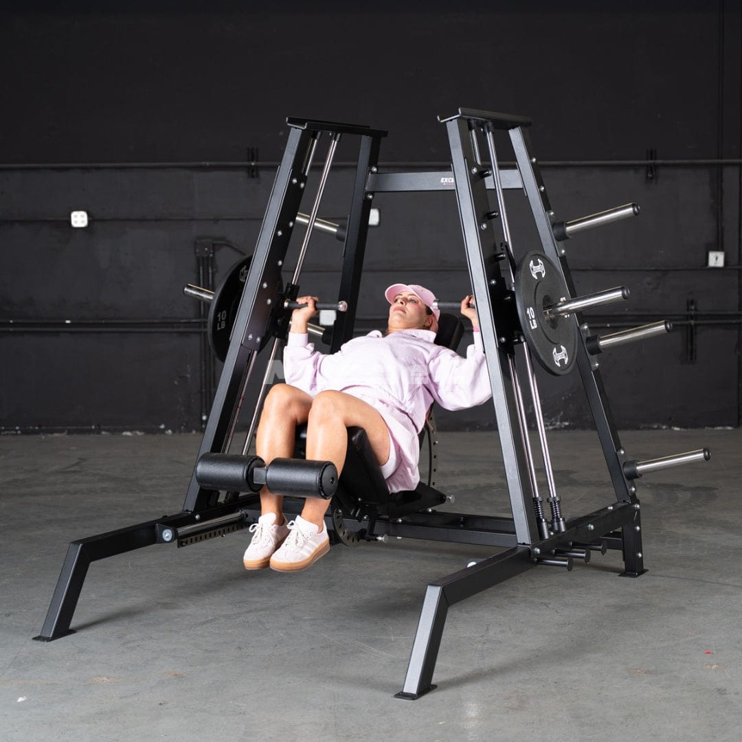 Excel Convergent Bench / Incline / Decline Press Combo - Muscle D Fitness - Plate Load Chest Press - Band Compatible - Grit Grind Strength