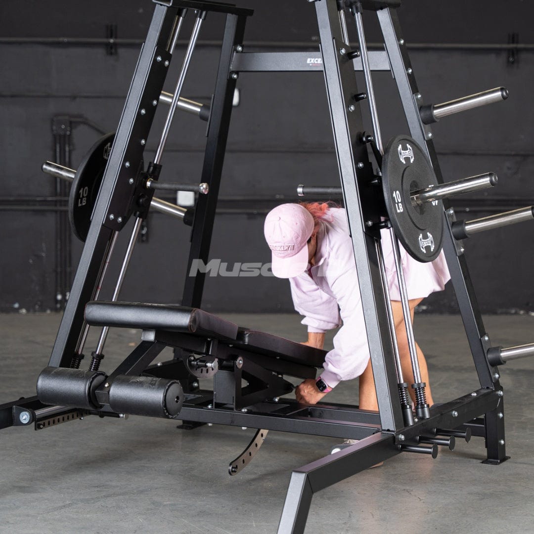 Excel Convergent Bench / Incline / Decline Press Combo - Muscle D Fitness - Plate Load Chest Press - Band Compatible - Grit Grind Strength