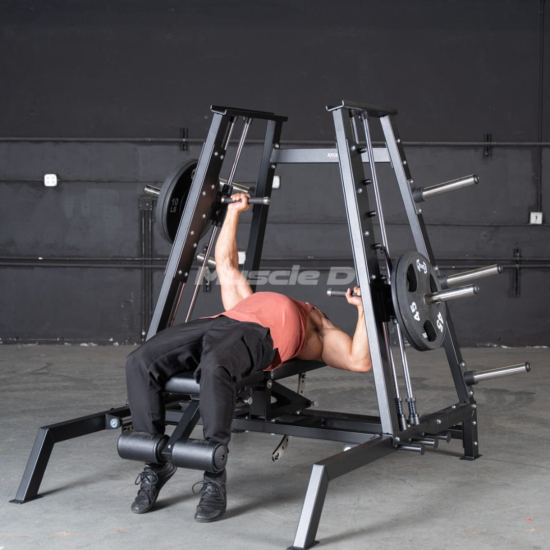 Excel Convergent Bench / Incline / Decline Press Combo - Muscle D Fitness - Plate Load Chest Press - Band Compatible - Grit Grind Strength