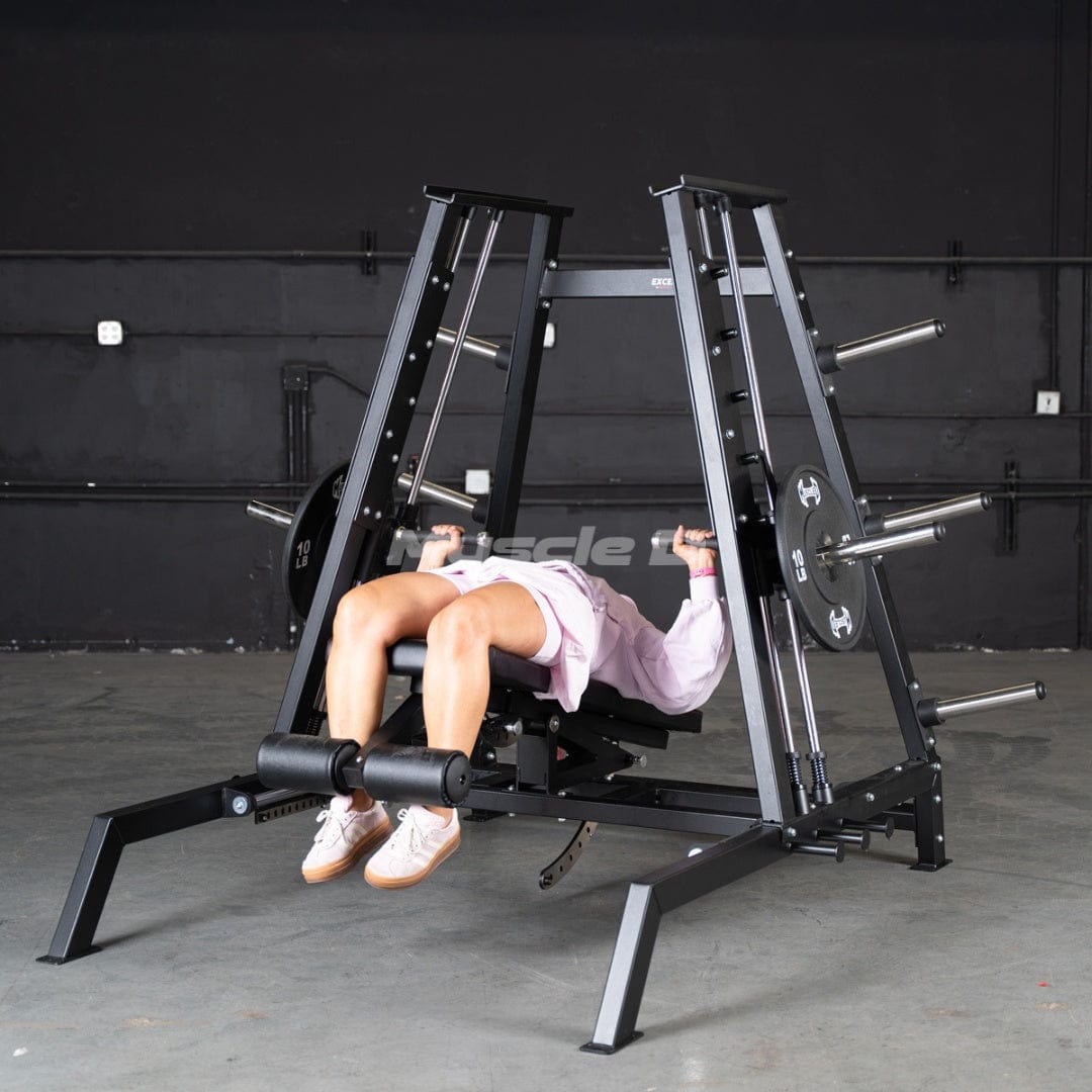 Excel Convergent Bench / Incline / Decline Press Combo - Muscle D Fitness - Plate Load Chest Press - Band Compatible - Grit Grind Strength