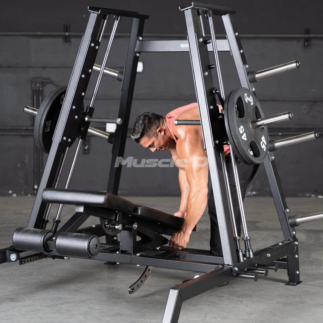Excel Convergent Bench / Incline / Decline Press Combo - Muscle D Fitness - Plate Load Chest Press - Band Compatible - Grit Grind Strength