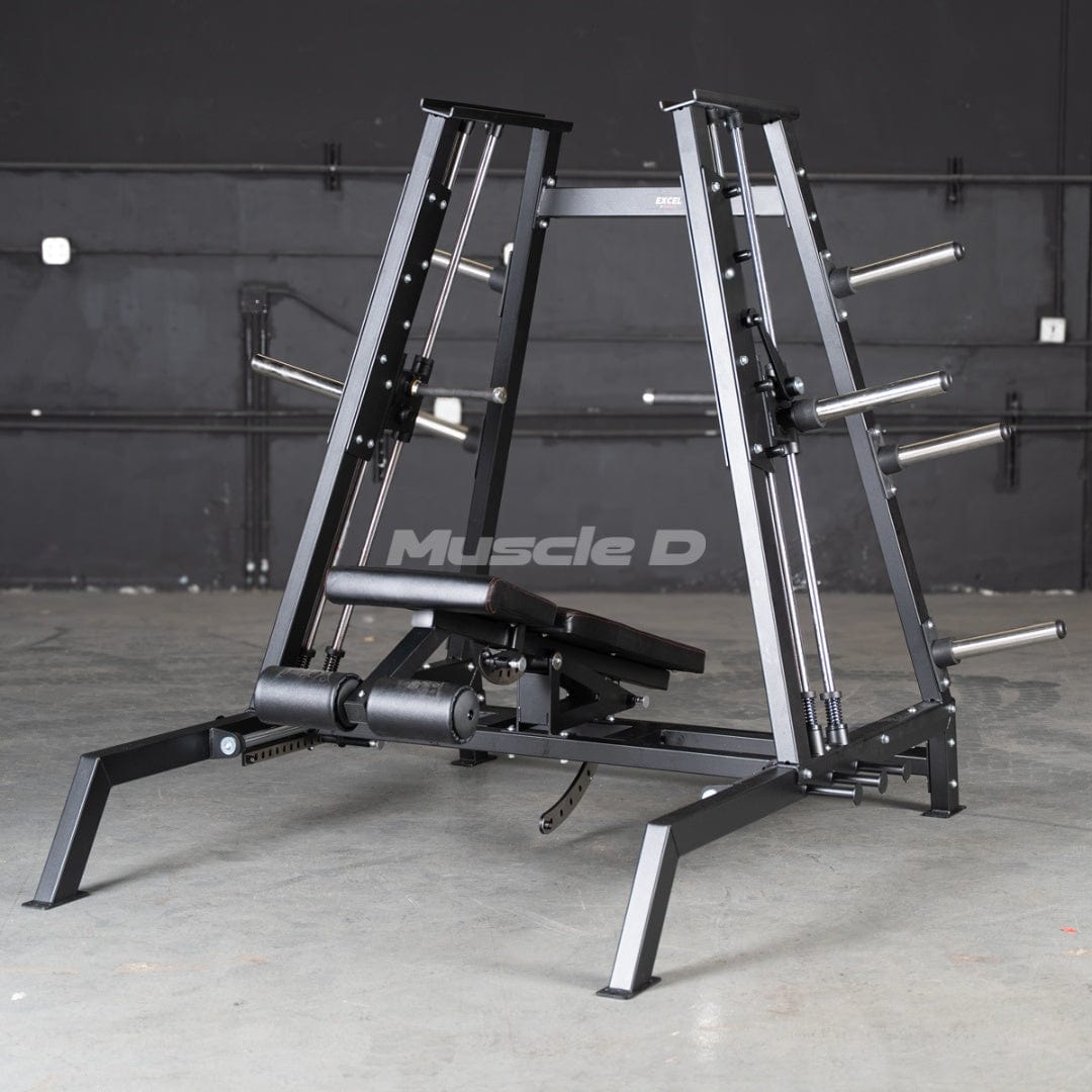 Excel Convergent Bench / Incline / Decline Press Combo - Muscle D Fitness - Plate Load Chest Press - Band Compatible - Grit Grind Strength
