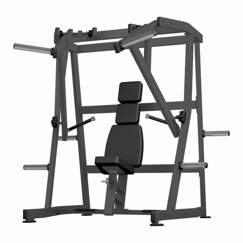 Excel Iso - Lateral Decline Chest Press - Muscle D Fitness - Plate Loaded Decline Bench Press - Gas Shock Assisted Seat Adjustment - Grit Grind Strength