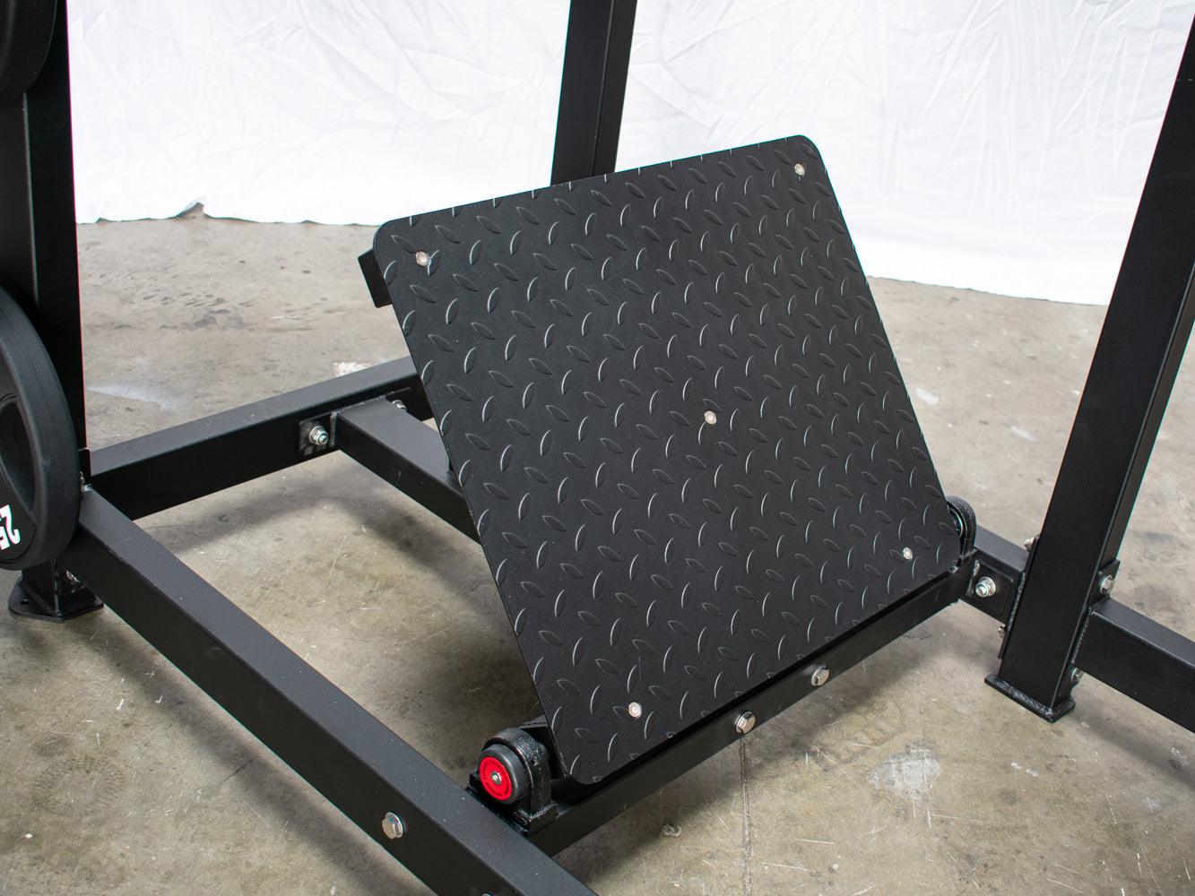 Excel Pendulum Squat - Muscle D Fitness - Plate Load Squat Machine - weight Storage Pegs - Adjustable Foot Plate - Grit Grind Strength