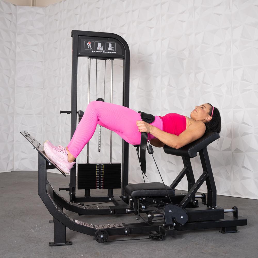 Excel Selectorized Hip Thrust Glute - Muscle D Fitness - Selectorized Glute Drive - Band Compatable - Grit Grind Strength