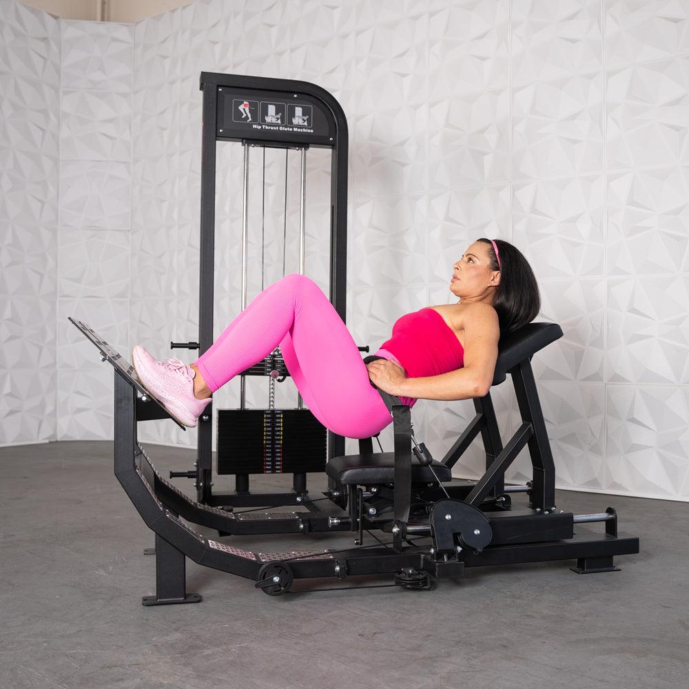 Excel Selectorized Hip Thrust Glute - Muscle D Fitness - Selectorized Glute Drive - Band Compatable - Grit Grind Strength