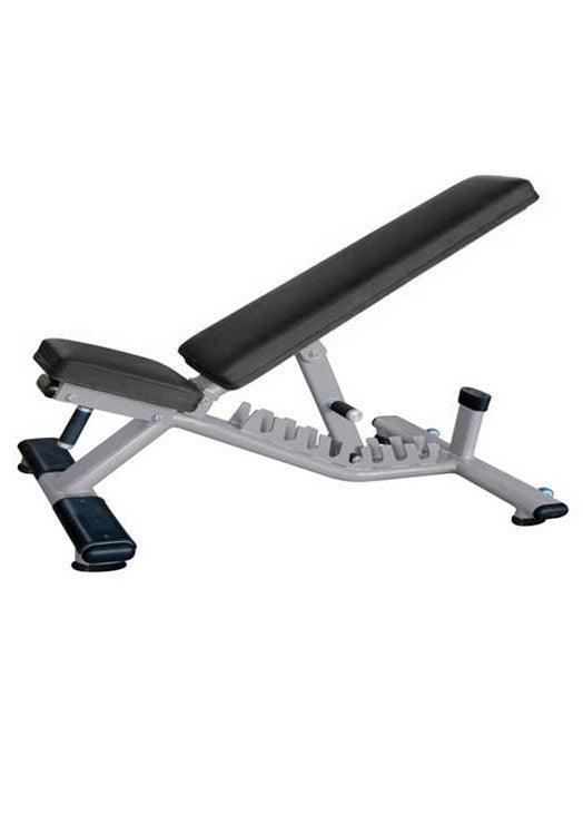 Flat to Incline Bench - Muscle D Fitness - 11 Gauge Steel - Commercial Upholstery - Seat and Back are Adjustable - Grit Grind Strength