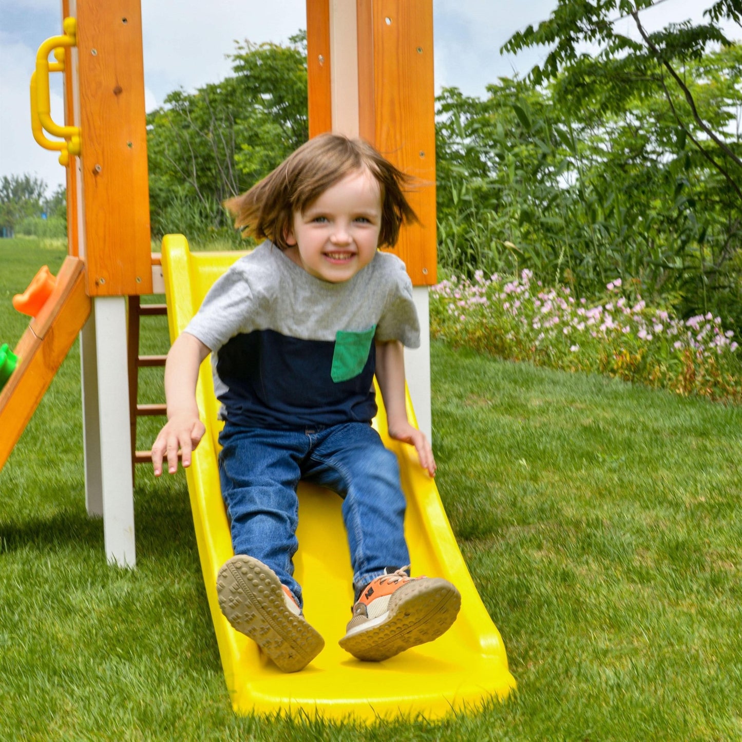 Forest Small Outdoor Toddler Swing Set | Compact Wooden Swing Frame for Babies & Kids - Grit Grind Strength