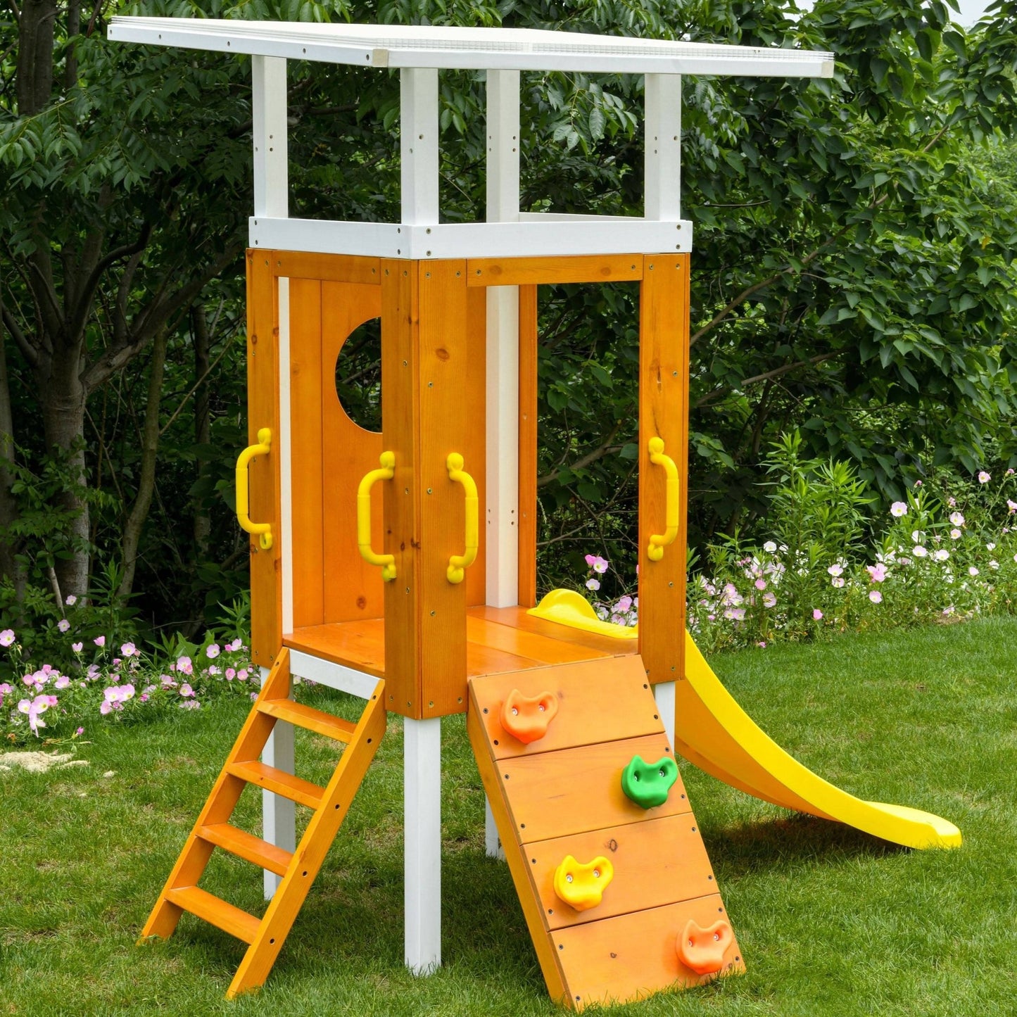 Forest Small Outdoor Toddler Swing Set | Compact Wooden Swing Frame for Babies & Kids - Grit Grind Strength