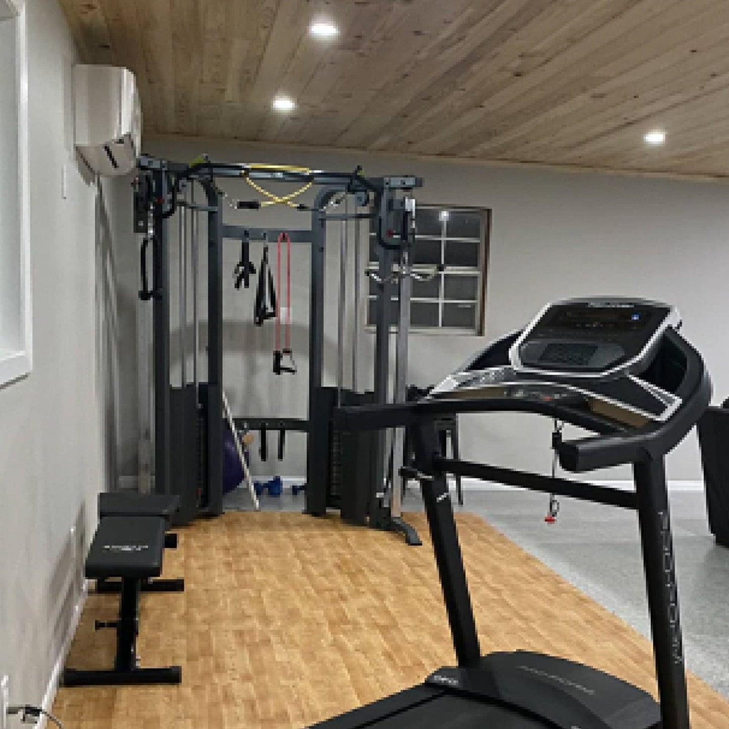Functional Trainer Cable Machine with 200 lb Weight Stacks and Adjustable Weight Bench - Grit Grind Strength
