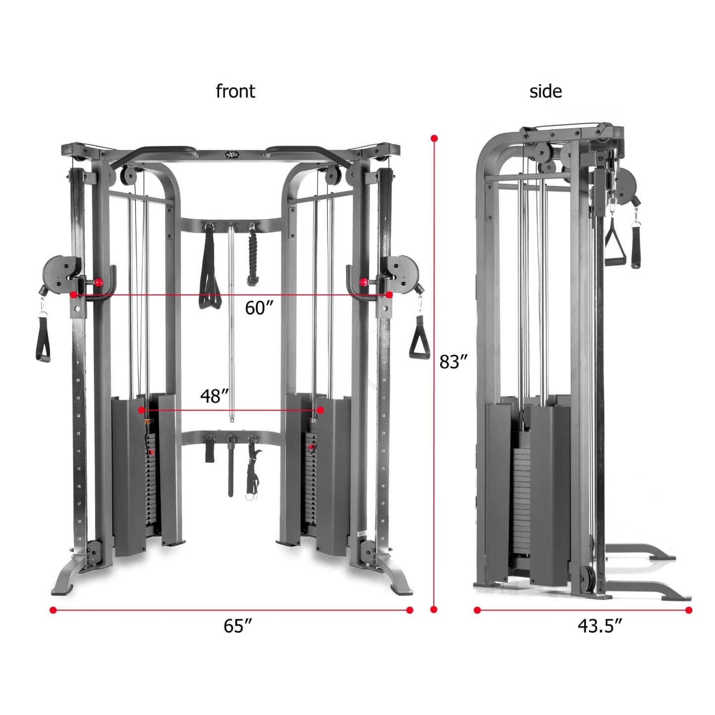 Functional Trainer Cable Machine with 200 lb Weight Stacks and Adjustable Weight Bench - Grit Grind Strength