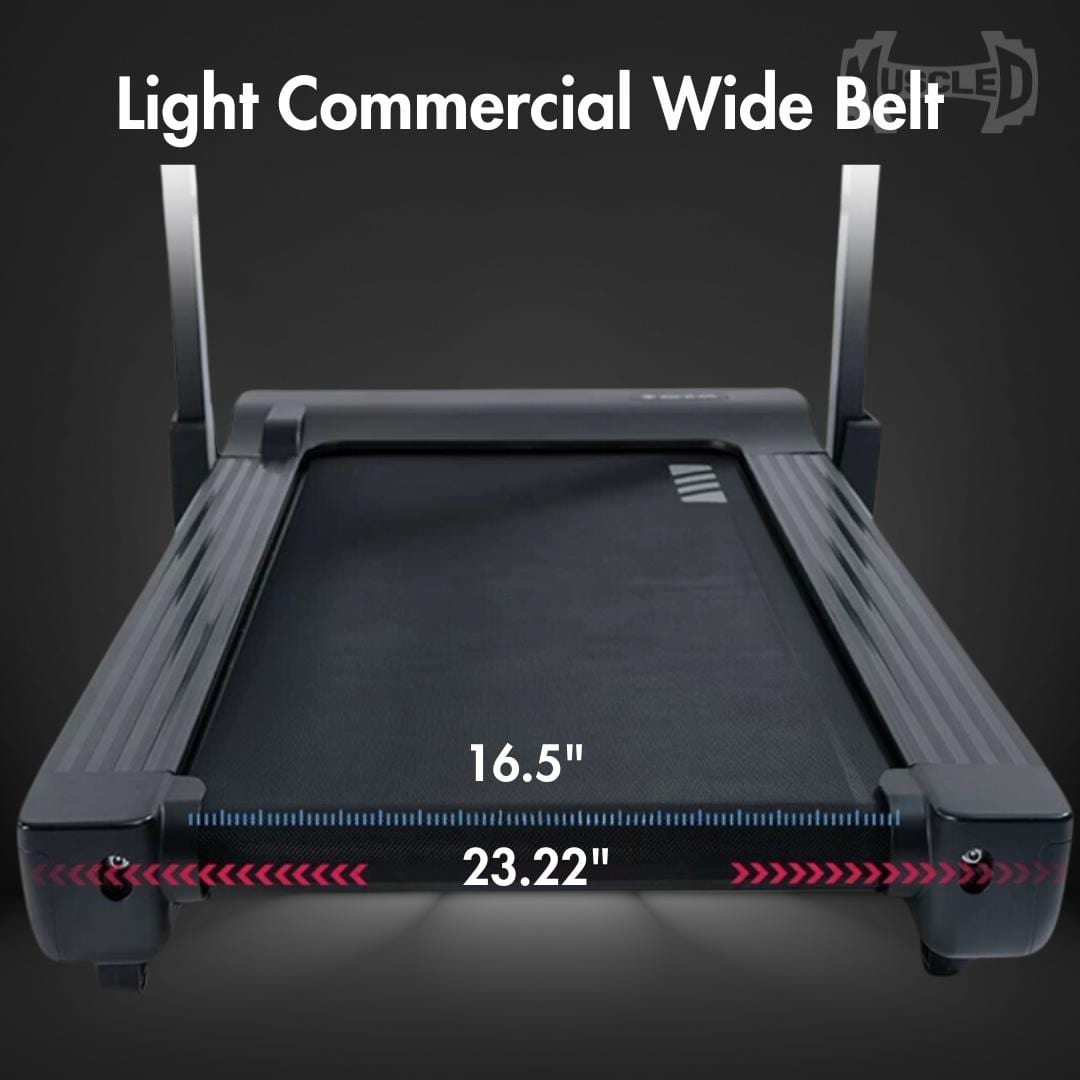 Light Commercial Folding Treadmill - Muscle D Fitness - LED Display - Heart Rate Monitor - Safety Clip - Grit Grind Strength