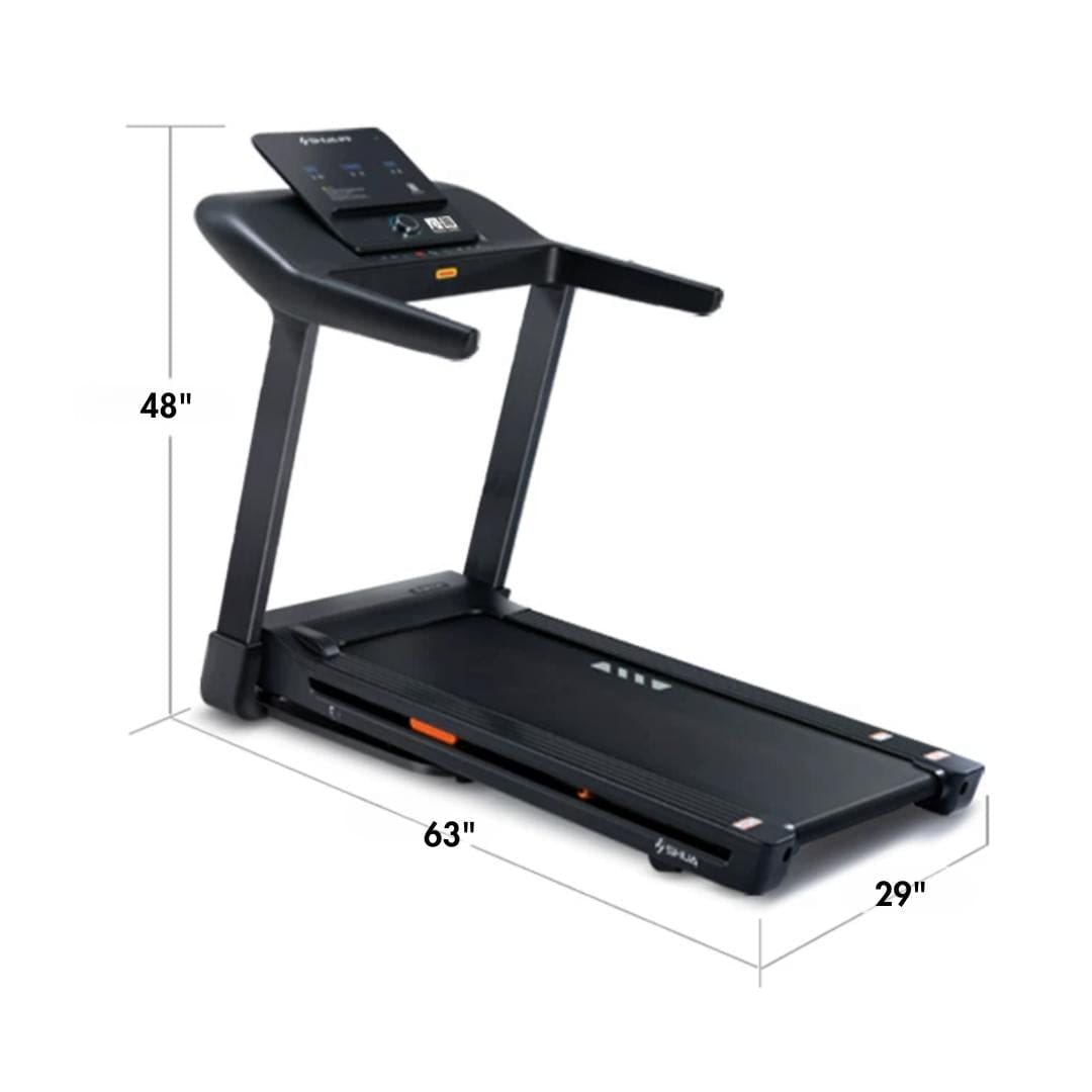 Light Commercial Folding Treadmill - Muscle D Fitness - LED Display - Heart Rate Monitor - Safety Clip - Grit Grind Strength