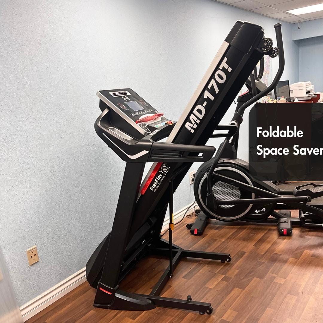 Light Commercial Treadmill - Muscle D Fitness - LED Display - Heart Rate Monitor - Cup Holder - Adjustable Speed and Incline - Grit Grind Strength