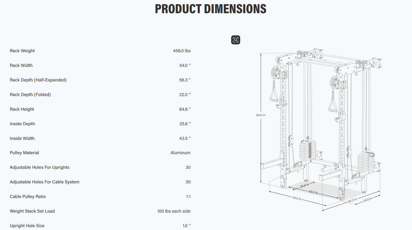 Major Fitness Lightning F35 Pro Wall Mounted Folding Power Rack All-In-One Home Gym