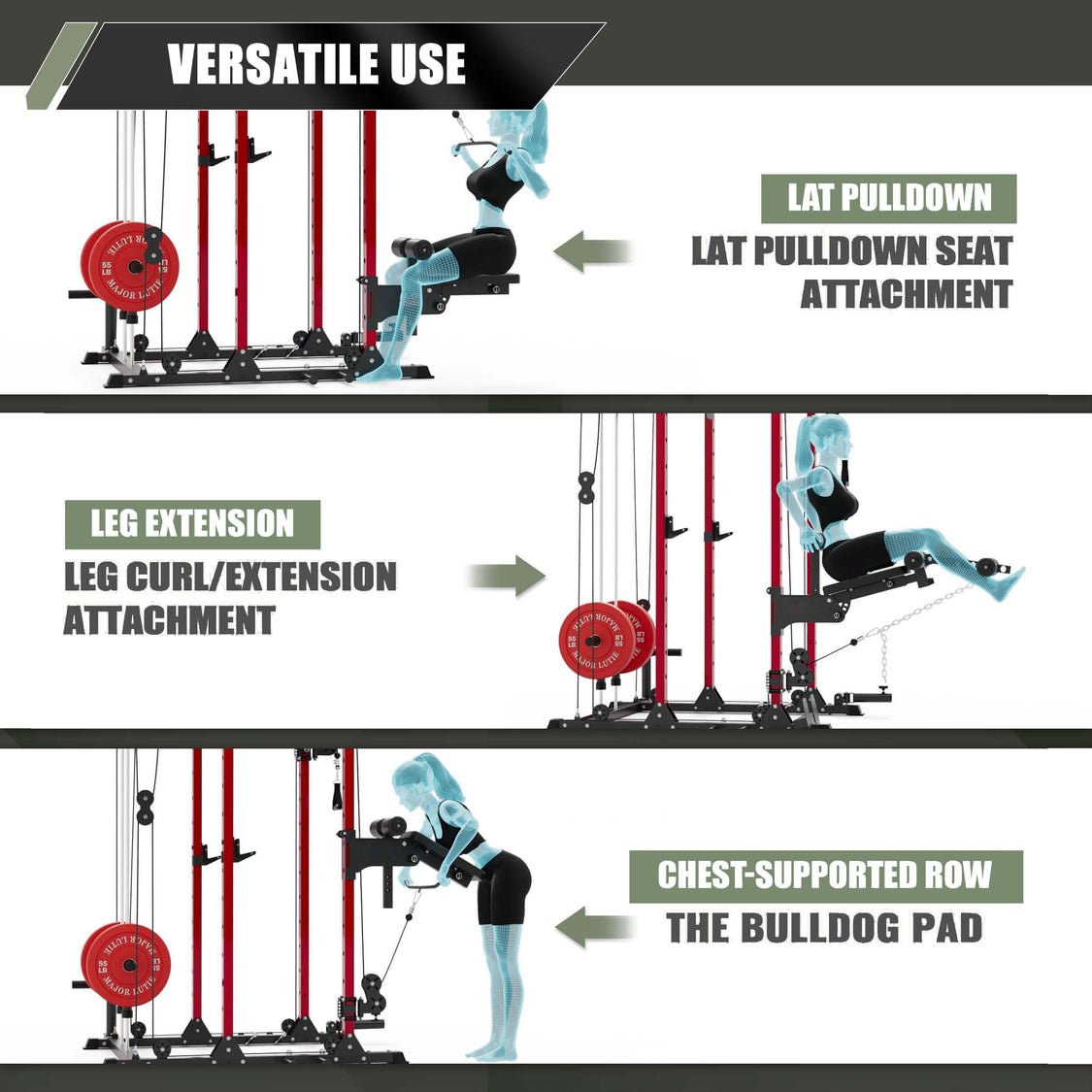 Major Fitness Rack Mounted Leg Extension - Grit Grind Strength