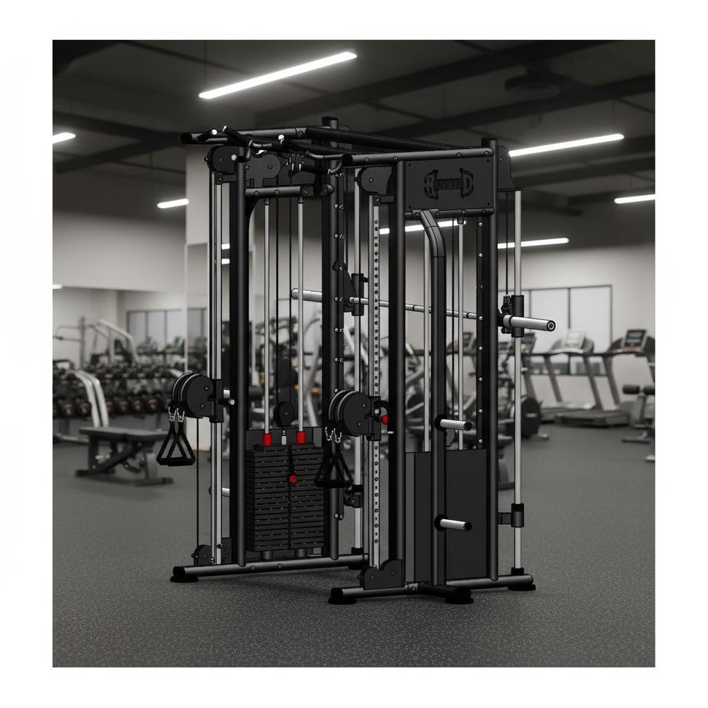 Megatron Dual Adjustable Pulley / Smith Combo - Muscle D Fitness - Selectorized Weight Adjustment - Functional Pull - Up Bar - Dual Station - Grit Grind Strength