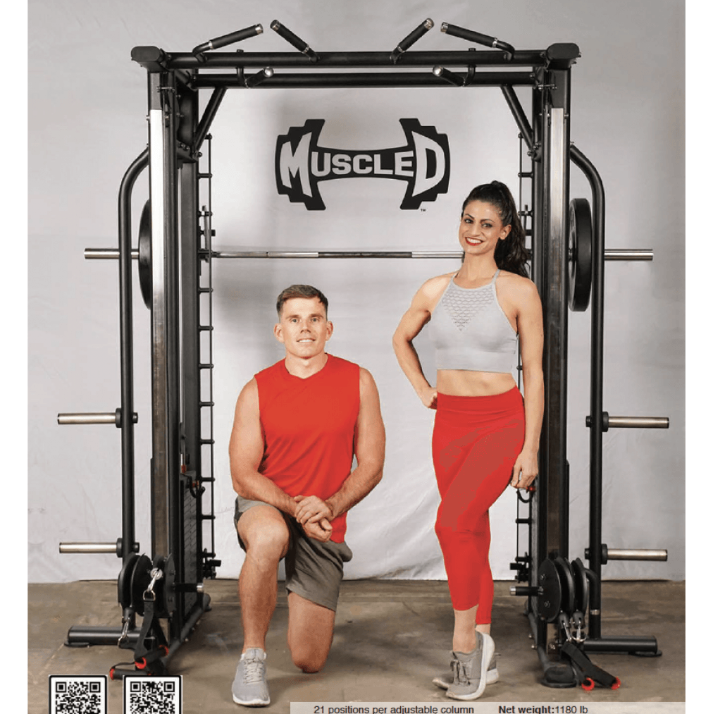 Megatron Dual Adjustable Pulley / Smith Combo - Muscle D Fitness - Selectorized Weight Adjustment - Functional Pull - Up Bar - Dual Station - Grit Grind Strength