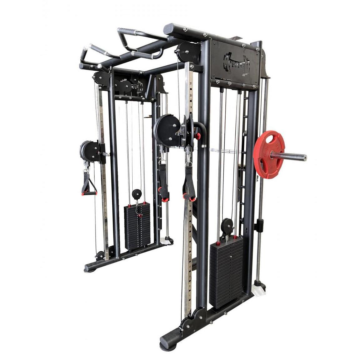 Megatron Dual Adjustable Pulley / Smith Combo - Muscle D Fitness - Selectorized Weight Adjustment - Functional Pull - Up Bar - Dual Station - Grit Grind Strength