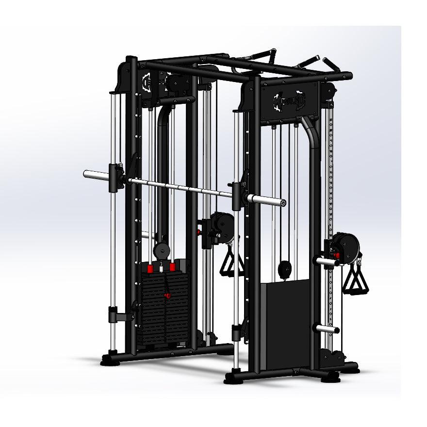 Megatron Dual Adjustable Pulley / Smith Combo - Muscle D Fitness - Selectorized Weight Adjustment - Functional Pull - Up Bar - Dual Station - Grit Grind Strength