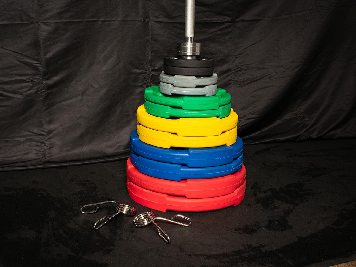 Muscle D 14 Olympic Plates + Bar + Spring Collars - Local Pick Up Only Deal(Paramount,CA) - Grit Grind Strength