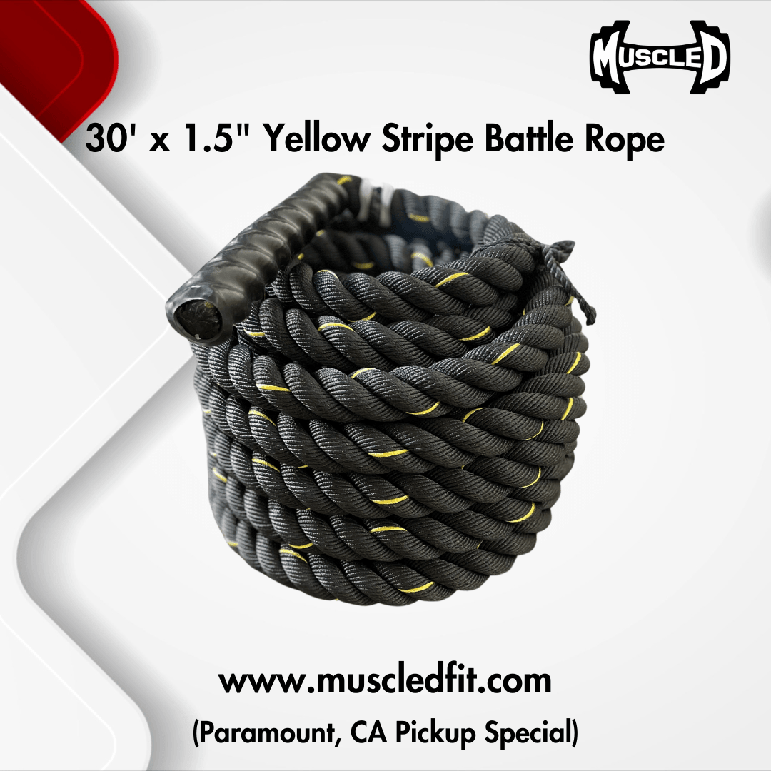 Muscle D 30' x 1.5" Yellow Stripe Battle Rope - Local Pick Up Only Deal(Paramount,CA) - Grit Grind Strength