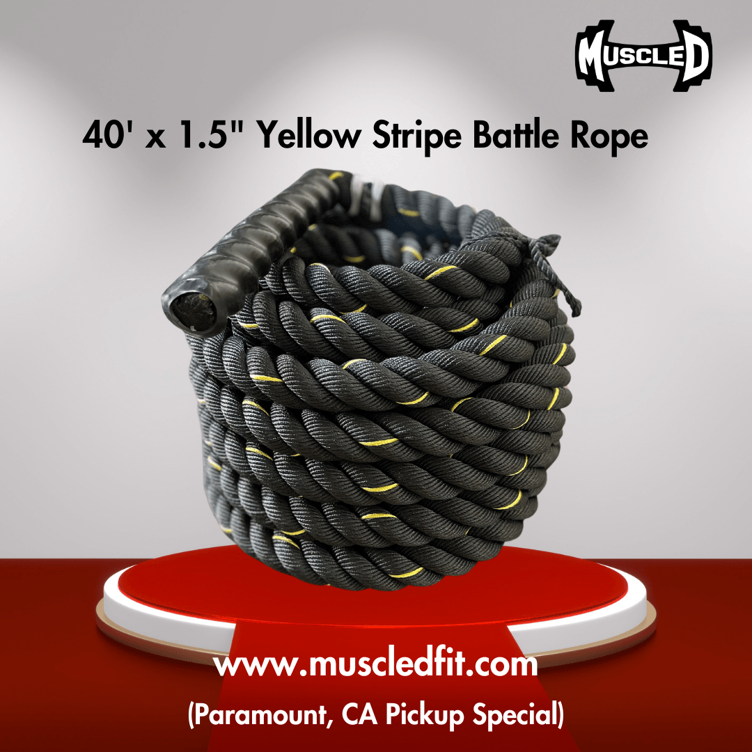 Muscle D 40' x 1.5" Yellow Stripe Battle Rope - Local Pick Up Only Deal(Paramount,CA) - Grit Grind Strength