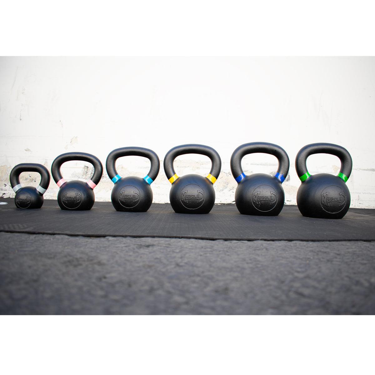 Muscle D Cast Kettlebells - Muscle D Fitness - Quality Handle Design - Heavy Duty Coating - Grit Grind Strength