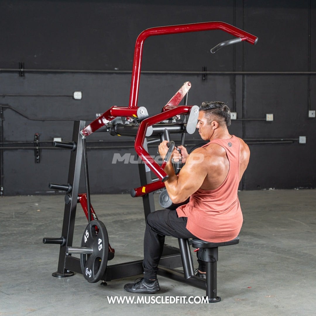 Muscle D Fitness Plate Loaded Power Leverage V2 Rotary Lat Pulldown – Iso-Lateral Commercial Gym Machine