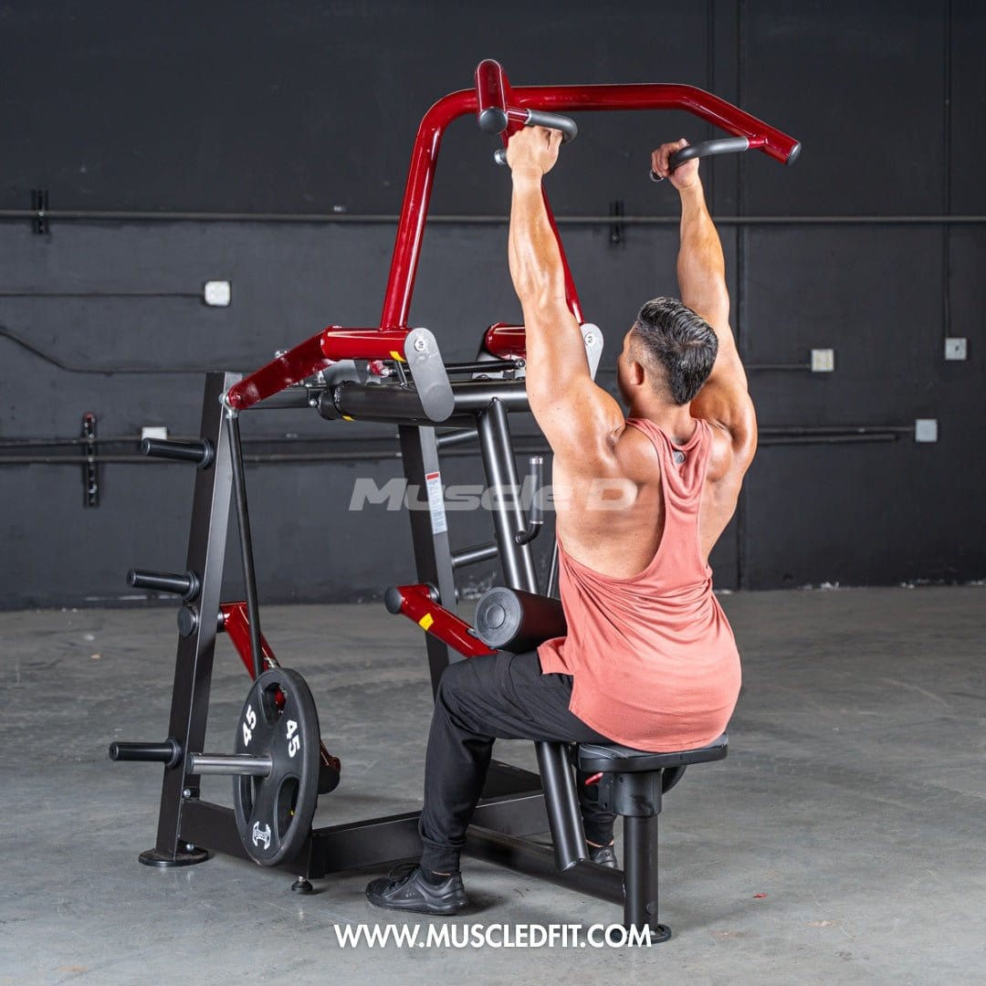 Muscle D Fitness Plate Loaded Power Leverage V2 Rotary Lat Pulldown – Iso-Lateral Commercial Gym Machine