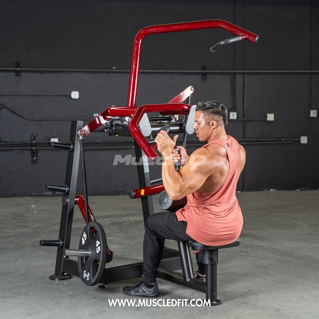 Muscle D Fitness Plate Loaded Power Leverage V2 Rotary Lat Pulldown – Iso-Lateral Commercial Gym Machine