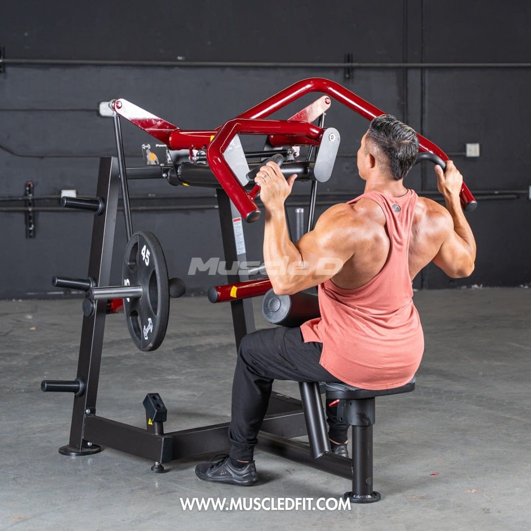 Muscle D Fitness Plate Loaded Power Leverage V2 Rotary Lat Pulldown – Iso-Lateral Commercial Gym Machine