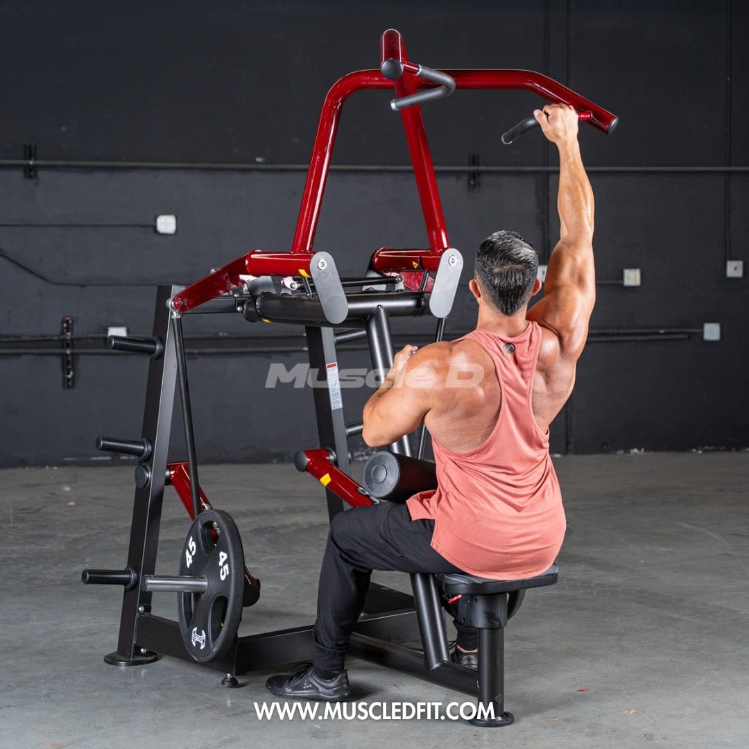Muscle D Fitness Plate Loaded Power Leverage V2 Rotary Lat Pulldown – Iso-Lateral Commercial Gym Machine