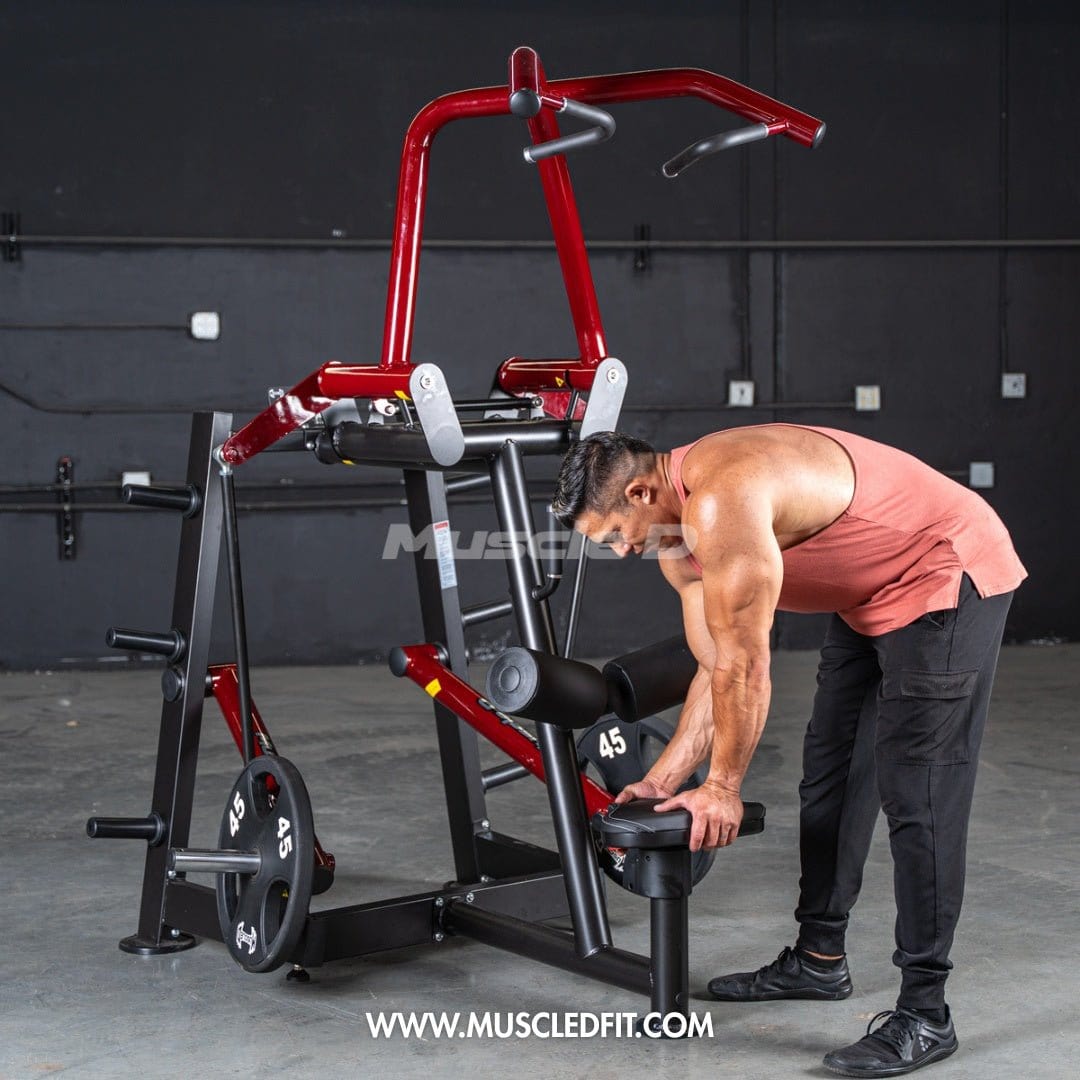 Muscle D Fitness Plate Loaded Power Leverage V2 Rotary Lat Pulldown – Iso-Lateral Commercial Gym Machine