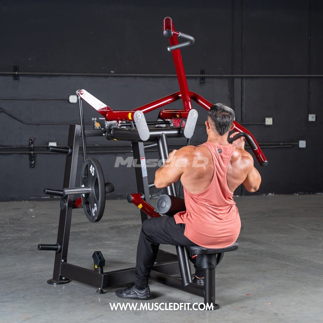 Muscle D Fitness Plate Loaded Power Leverage V2 Rotary Lat Pulldown – Iso-Lateral Commercial Gym Machine