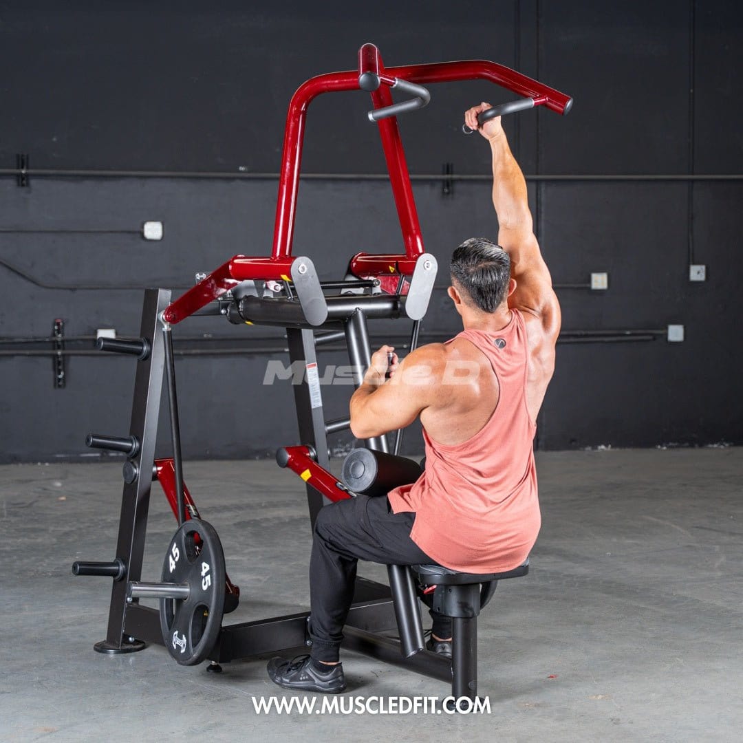 Muscle D Fitness Plate Loaded Power Leverage V2 Rotary Lat Pulldown – Iso-Lateral Commercial Gym Machine